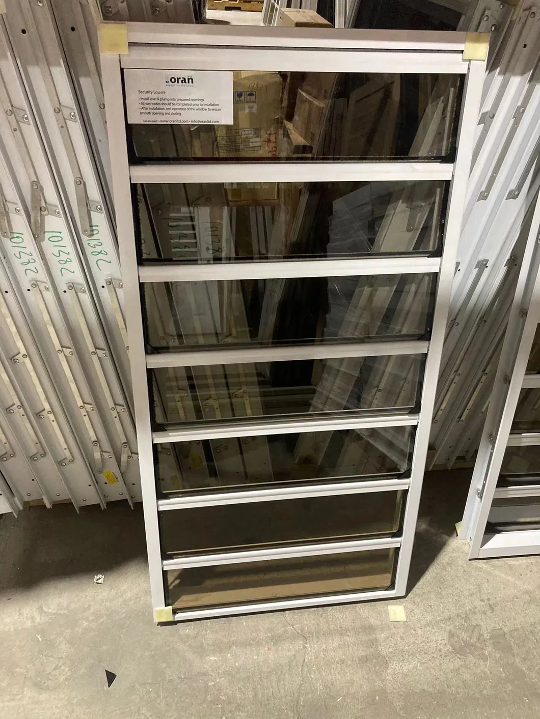 White and Grey Aluminium Louvre Window with Mosquito Screen