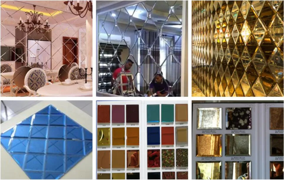 Wholesale 4mm-8mm Hexagon Golden Brown Mirror Beveled Edge Mosaic Mirror Wall Tiles