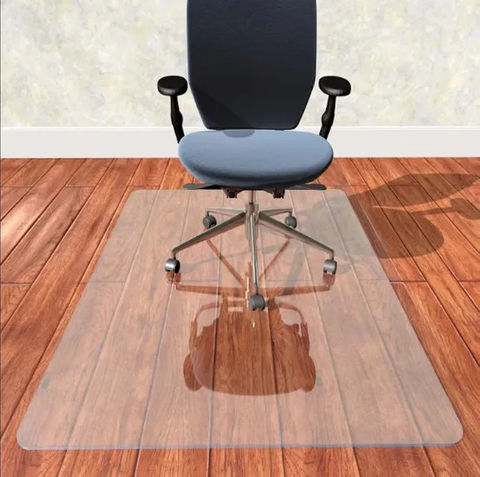 Rectangular Tempered Glass Office Chair Mat for Carpet Hardwood Tiles