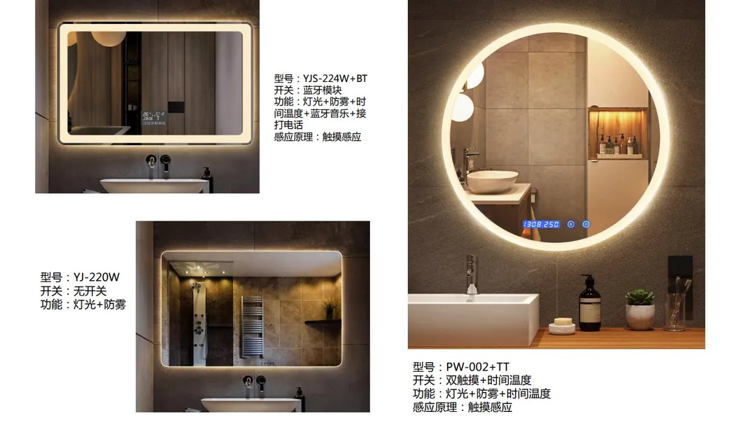 Retail Packaging Wall Mounted LED Bathroom Vanity Dressing Silver Mirror