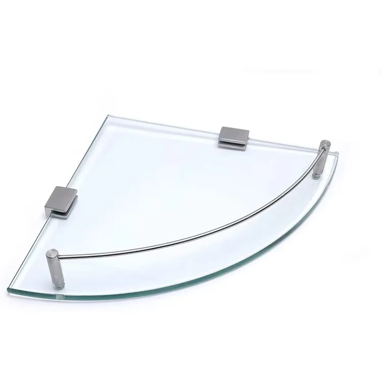 Wall Mounted One Tier Two Tier Glass Bathroom Corner Shelves Shower Room