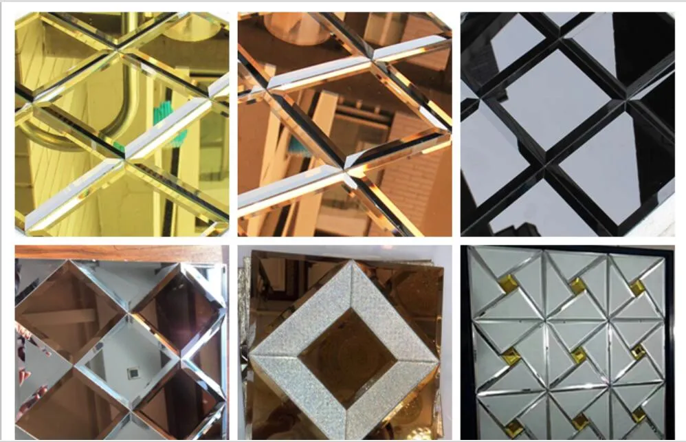Wholesale 4mm-8mm Hexagon Golden Brown Mirror Beveled Edge Mosaic Mirror Wall Tiles