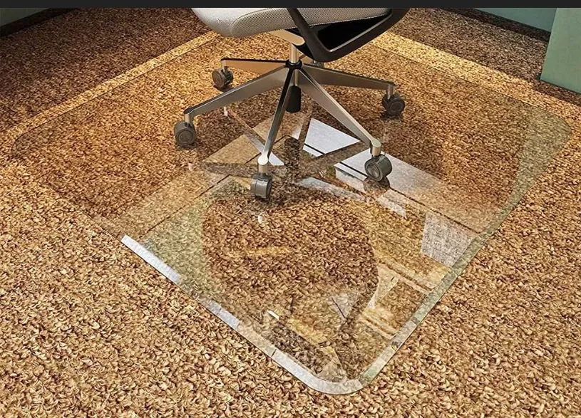 5mm Tempered Glass Heavy Duty Chair Mats with Beveled Edges