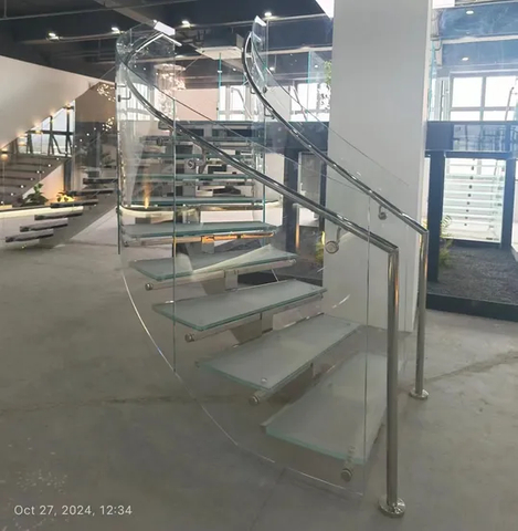Spiral Tempered Laminated Glass Stairs Fencing