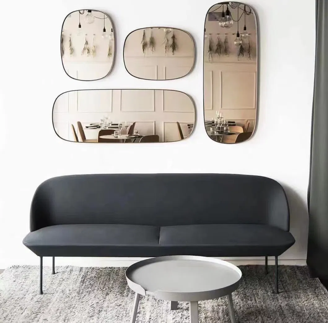 Oval Shapes Black Golden Aluminum Frame Mirror