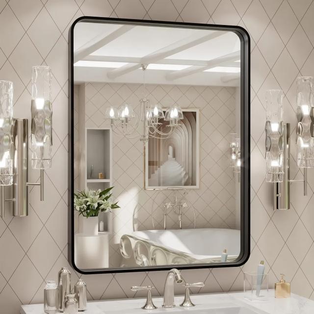 Aluminium Black Metal Framed Bathroom Mirror for Wall Hanging