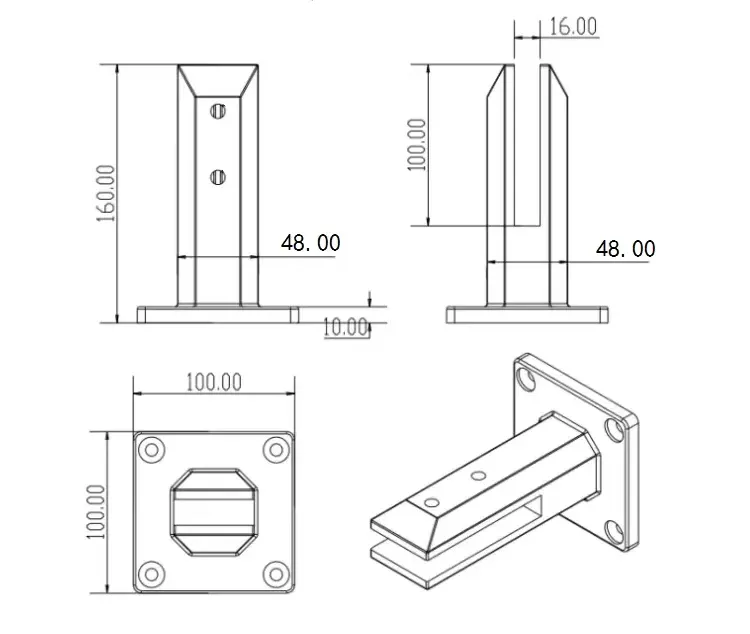 10mm 12mm 12.76mm Pool Fencing Toughened Glass with Spigots and Door Hinges