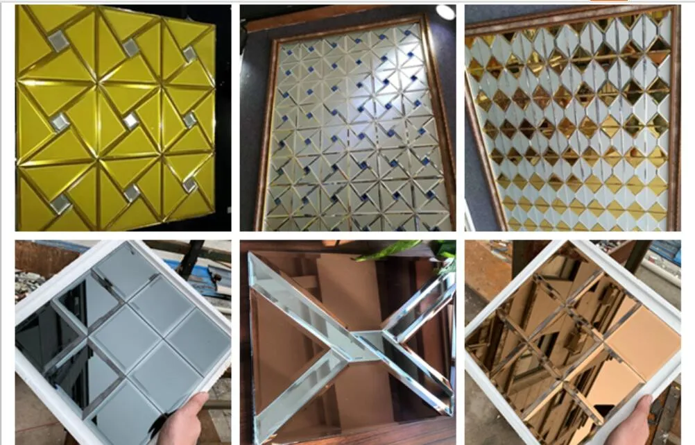 Wholesale 4mm-8mm Hexagon Golden Brown Mirror Beveled Edge Mosaic Mirror Wall Tiles