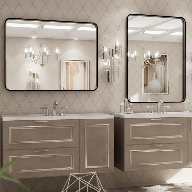 Modern Metal Framed Rectangular Round Shape Bathroom Decorative Wall Mirror