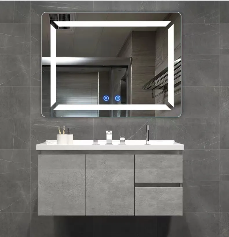 Circle Square LED Lighting Framed Mirror