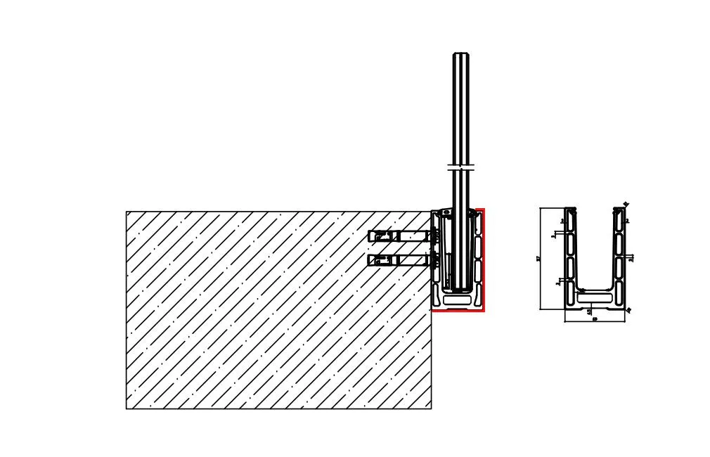 13.14mm-17.52mm Tempered Laminated Glass 117X70mm Matt White Aluminium U Channel Balustrade Profile