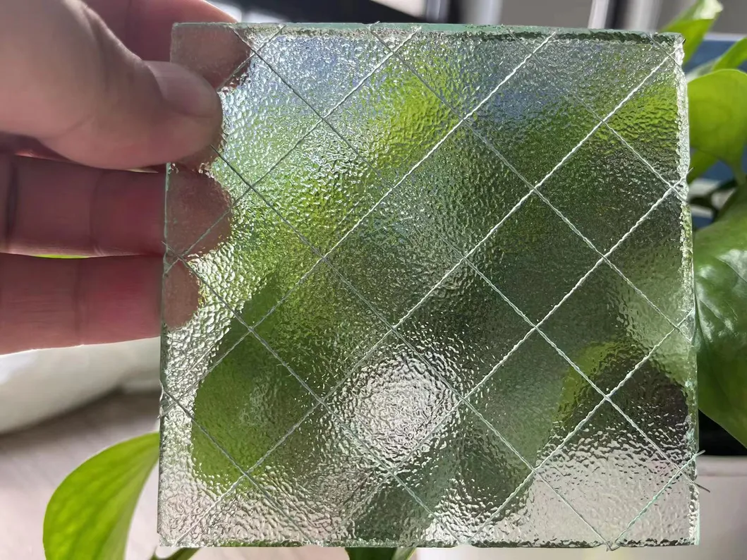 6mm 7mm Polished Wired Glass Fireproof Nashiji Mesh Glass