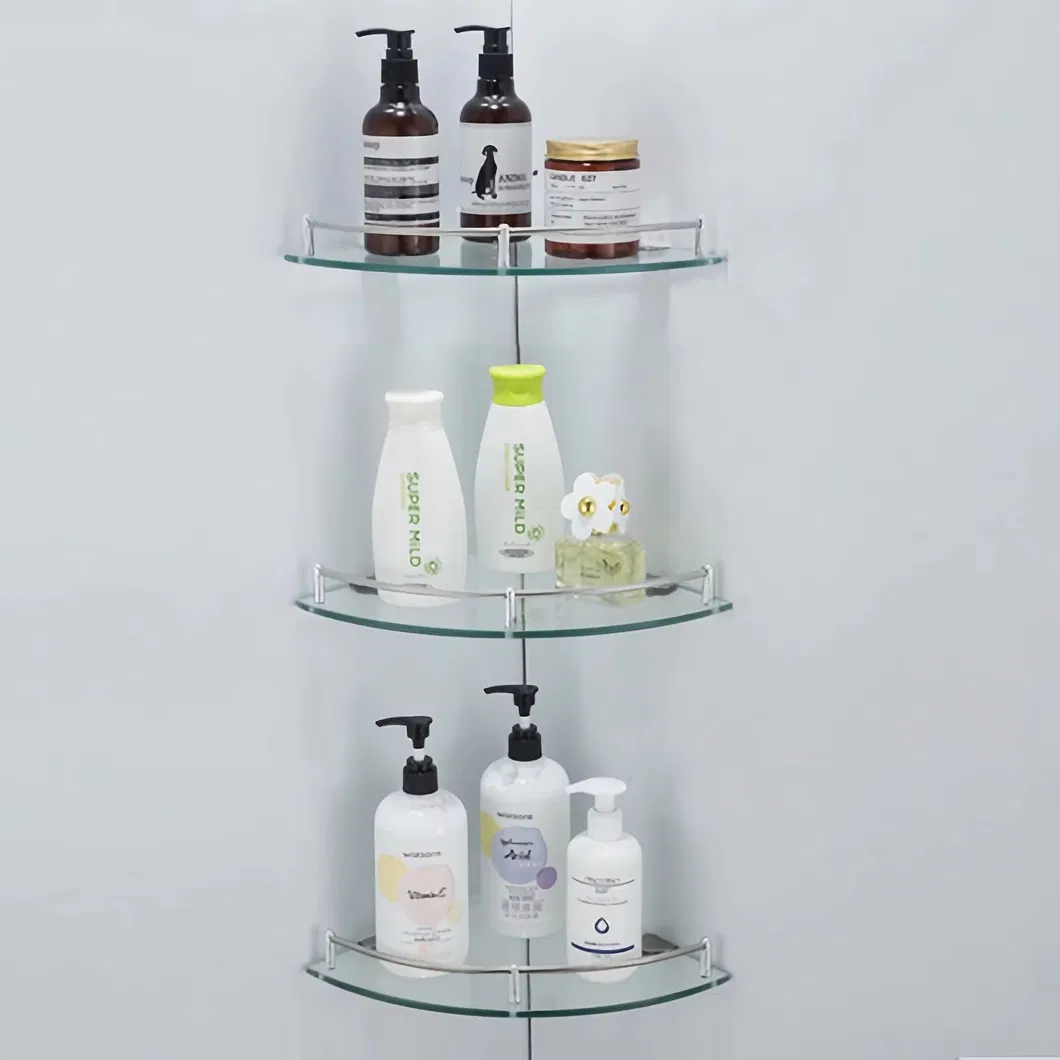Tempered Glass Triangle Storage Bathroom Corner Shelf Rack
