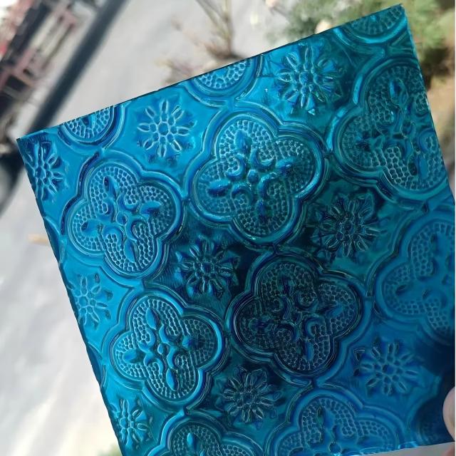 4mm-10mm Blue Yellow Green Red Pink Grey Brown Stained Patterned Glass