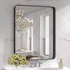 Modern Metal Framed Rectangular Round Shape Bathroom Decorative Wall Mirror