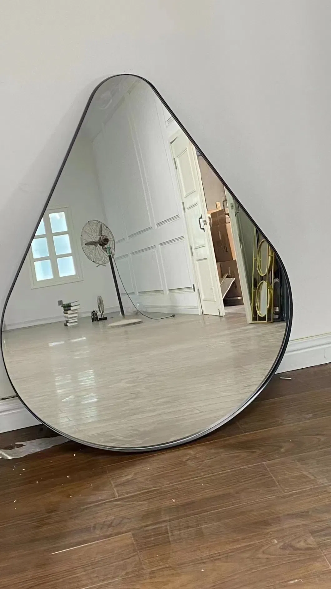Black Golden White Aluminium Round Circle Oval Shaped Framed Mirror