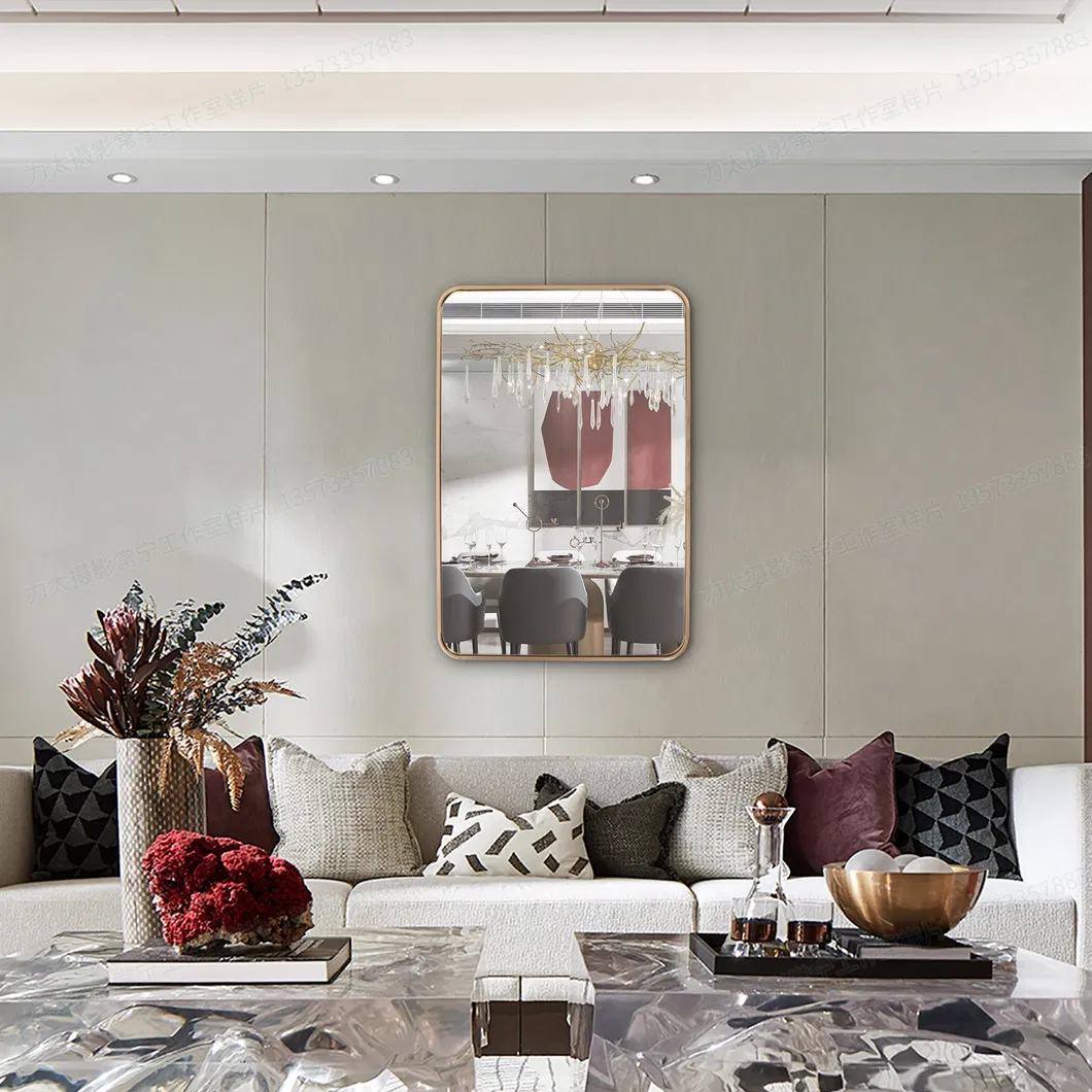 Square Rectangular Aluminium Black Golden Framed Bathroom Mirror