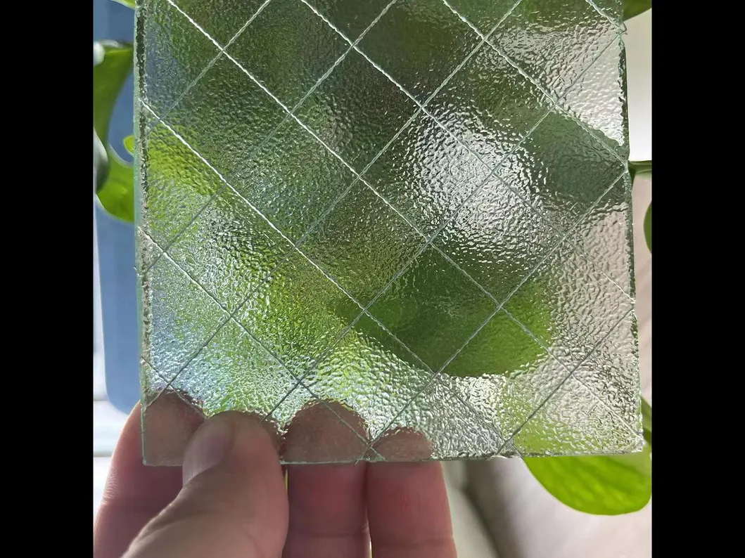 Polished 6.8mm 10mm Clear Bronze Grey Nashiji Mesh Reinforced Wired Patterned Glass