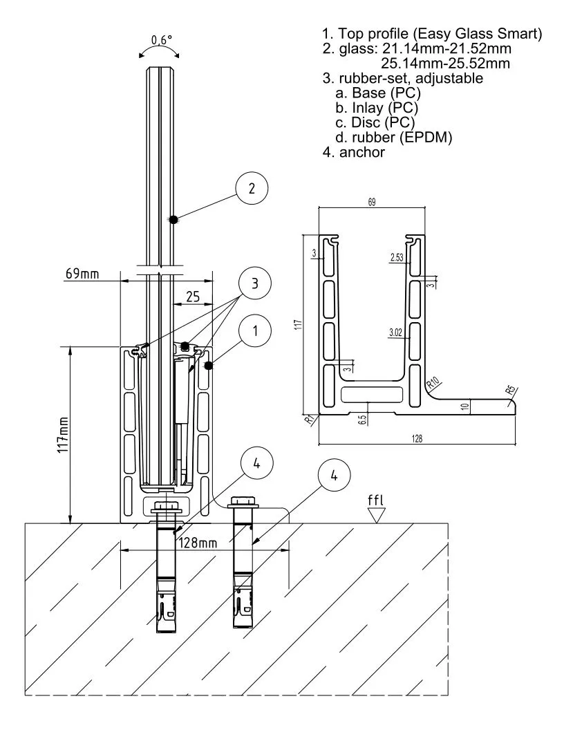 Facory Low Price Aluminium Aluminum U Channel Balustrade Profile All The Accessories