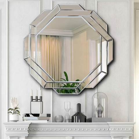 4mm-8mm Hexagonal Beveled Edged Bathroom Vanity Mirror