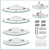 Wall Mounted One Tier Two Tier Glass Bathroom Corner Shelves Shower Room