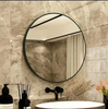 Modern Metal Framed Rectangular Round Shape Bathroom Decorative Wall Mirror