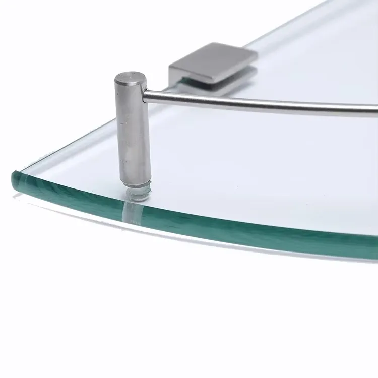 Wall Mounted One Tier Two Tier Glass Bathroom Corner Shelves Shower Room