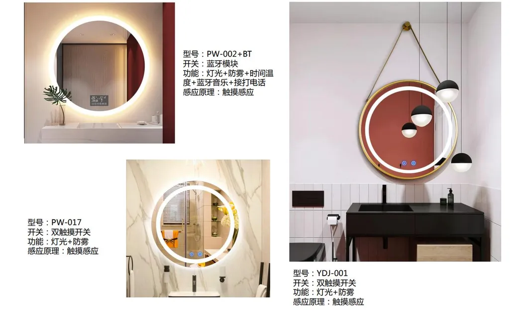 LED Bathroom Fog Free Round Rectangular Square Lighting Waterproof Mirror
