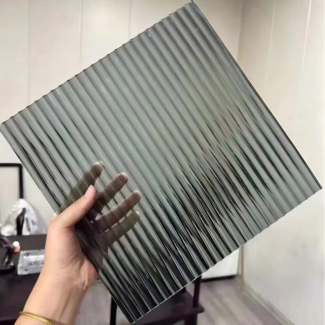 72X96 5mm Grey Moru Reeded Fluted Tempered Corrugated Figured Patterned Glass