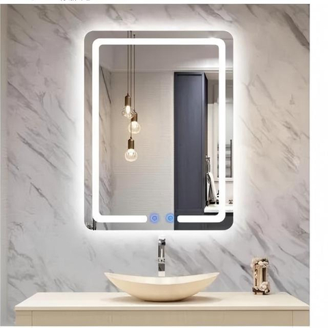 Retail Packaging Wall Mounted LED Bathroom Vanity Dressing Silver Mirror