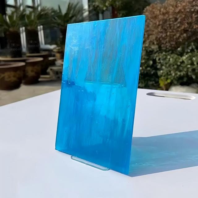 2mm 3mm 4mm Blue Tinted Colored Stained Glass Sheet 782X960mm