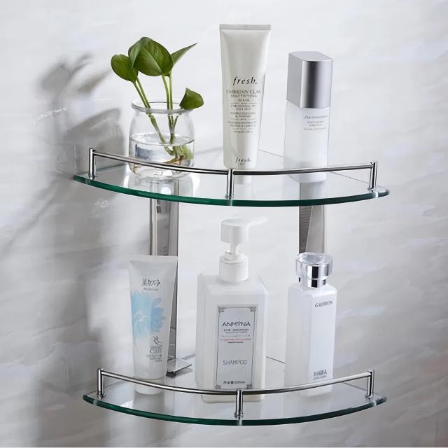 Tempered Glass Triangle Storage Bathroom Corner Shelf Rack