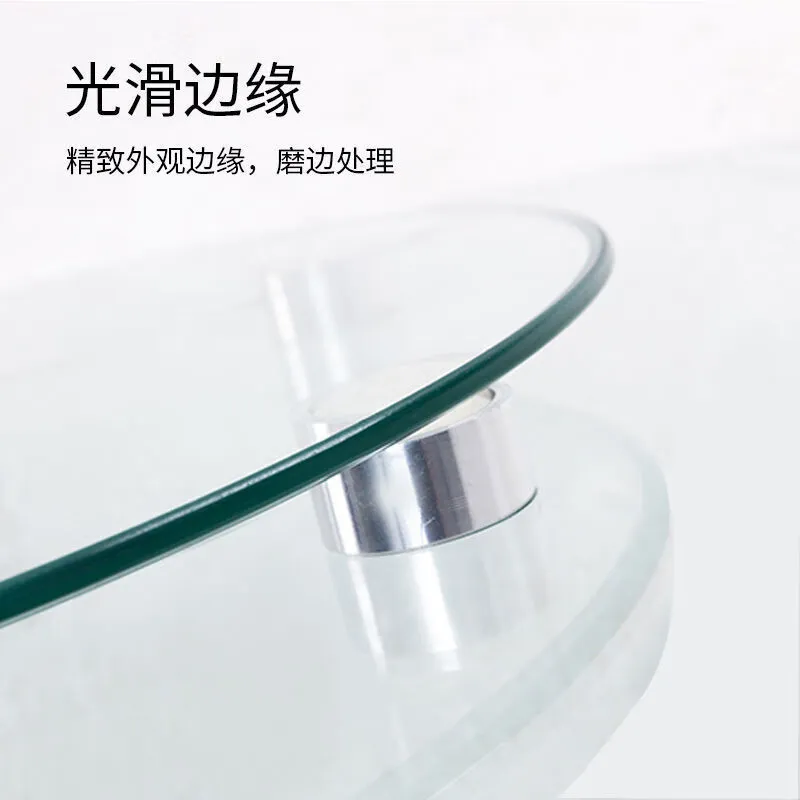 8mm 10mm Oval Shapes Grey and Brown Round Tempered Glass Table Top