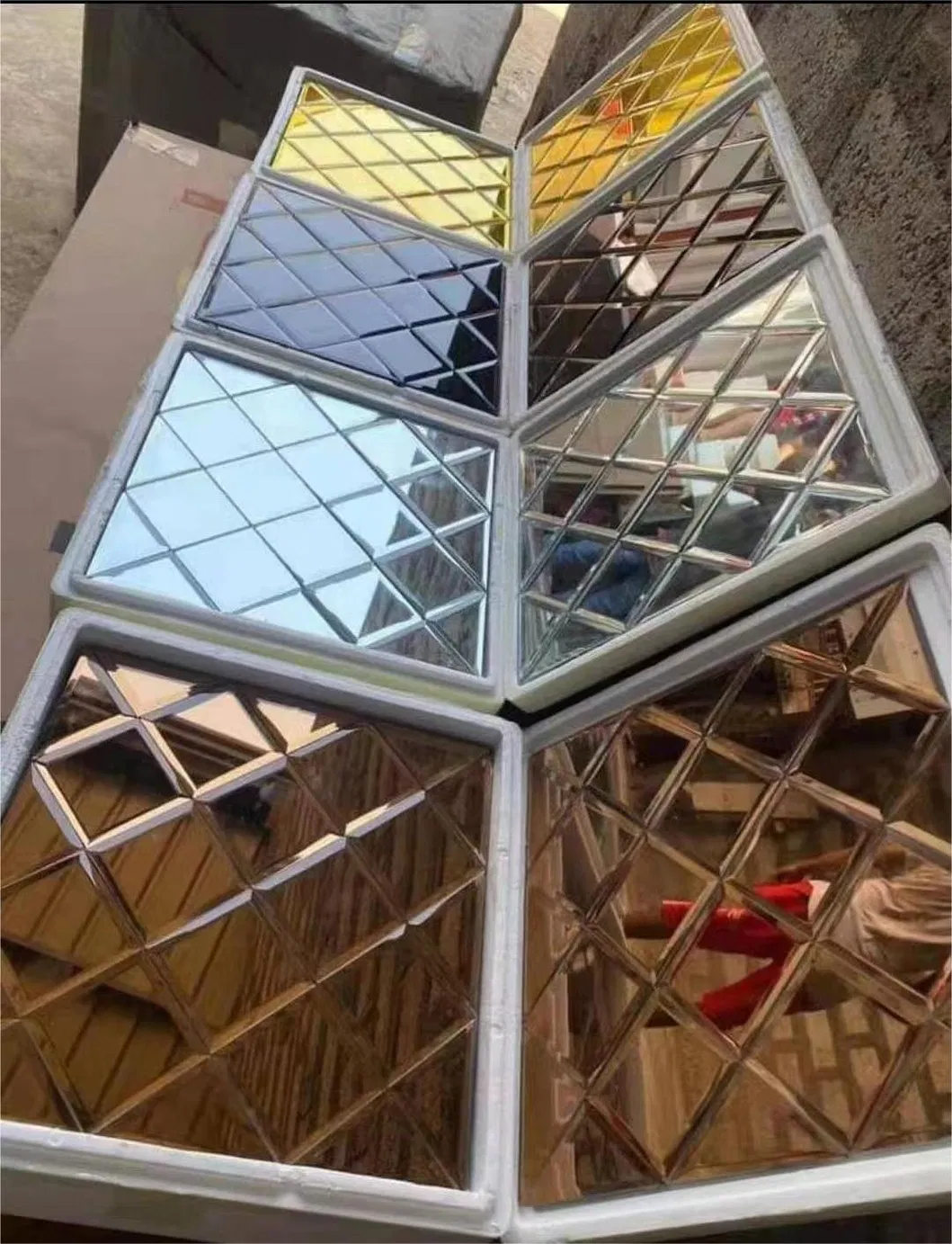 Background Decoration Glass Beveled Mirror Mosaic Tiles Mirror Wall