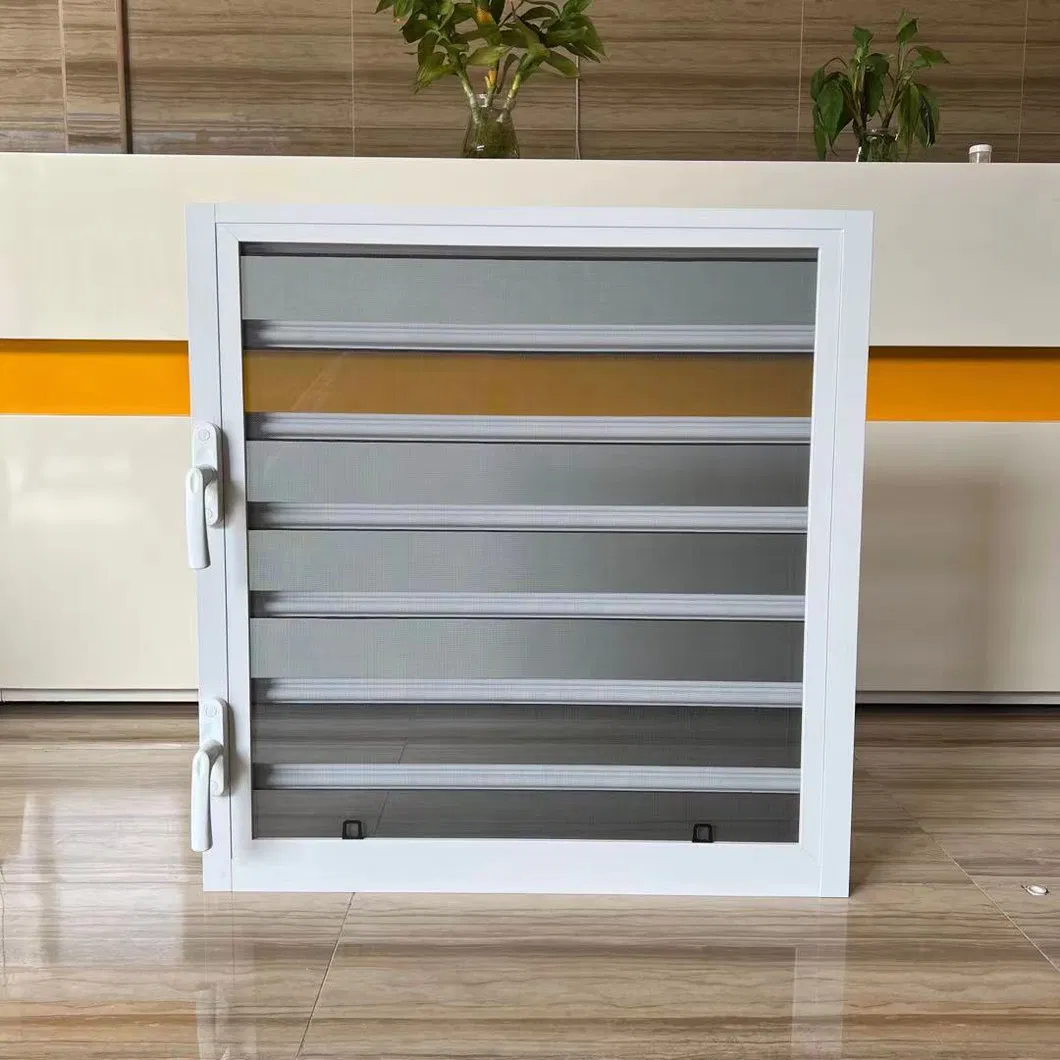 White and Grey Aluminium Louvre Window with Mosquito Screen