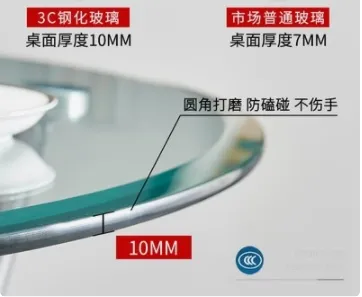 8mm 10mm 12mm Tempered Dining Glass Table Top with Pencil Round Edge