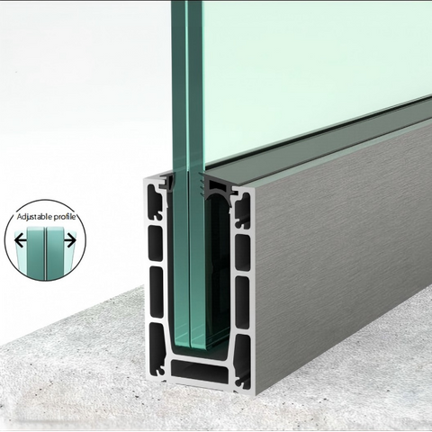 Bend Aluminium U Channel Profile Base Shoe Balustrade Profile