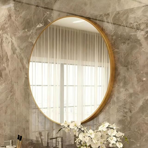 Black Golden White Aluminium Round Circle Oval Shaped Framed Mirror