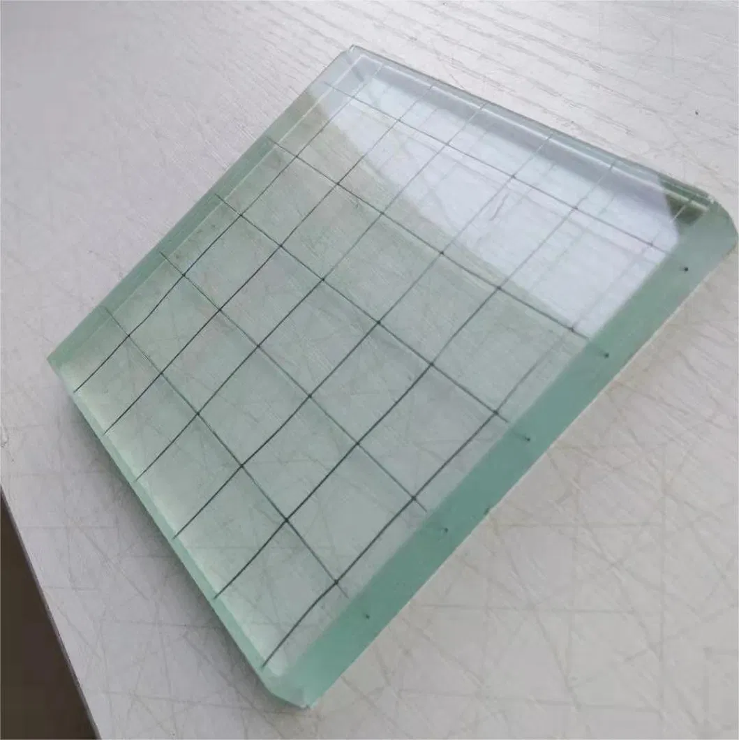 Polished 6.8mm 10mm Clear Bronze Grey Nashiji Mesh Reinforced Wired Patterned Glass