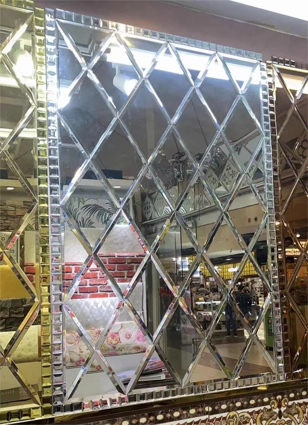 Background Decoration Glass Beveled Mirror Mosaic Tiles Mirror Wall