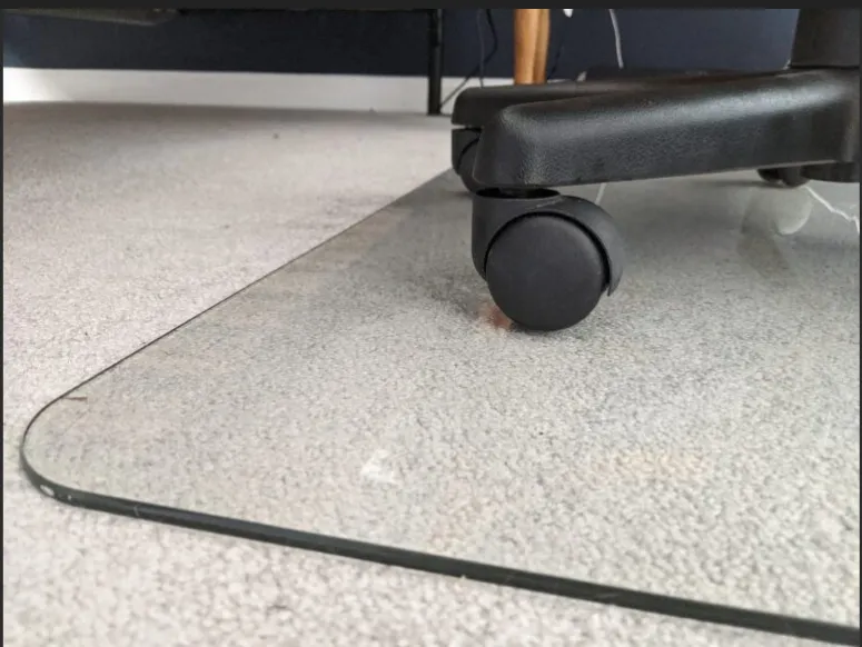 Office Grey Tempered Glass Chair Desk Mat for Carpets and Hardwood Floor